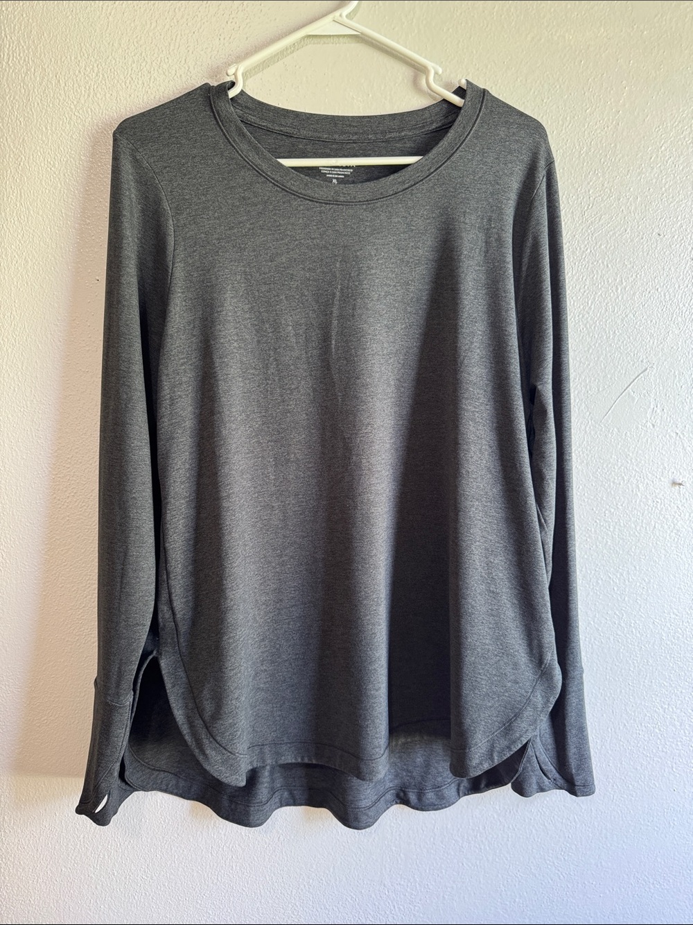 Athleta Charcoal Long Sleeve Crewneck Top